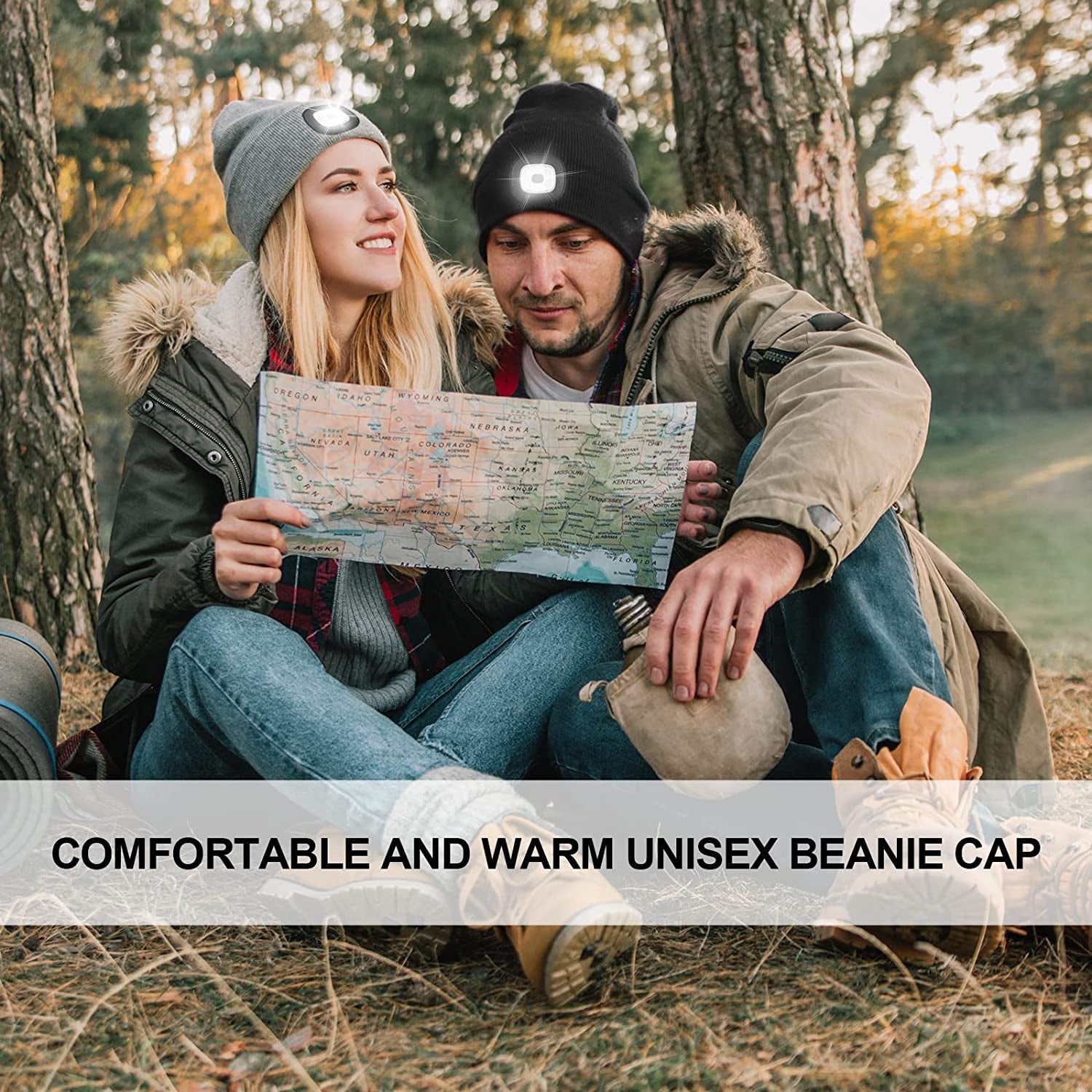 Rechargeable LED Lighted Beanie - Unisex Warm Knitted Hat for Outdoor Activities, Ideal Tech Gift for Men and Fathers