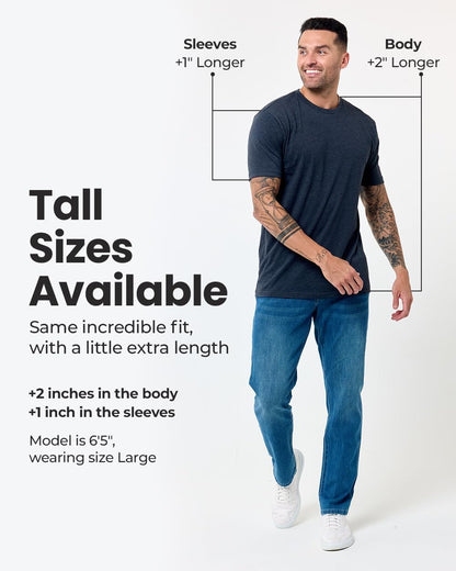 Mens T Shirts Soft Cotton Blend Crew Neck Tee S - 4XL Athletic Fit Plain Casual T-Shirt for Men